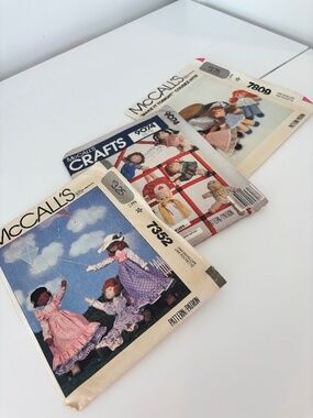 VINTAGE Sewing patterns SET OF THREE McCALL'S craft doll patterns soft sculpture